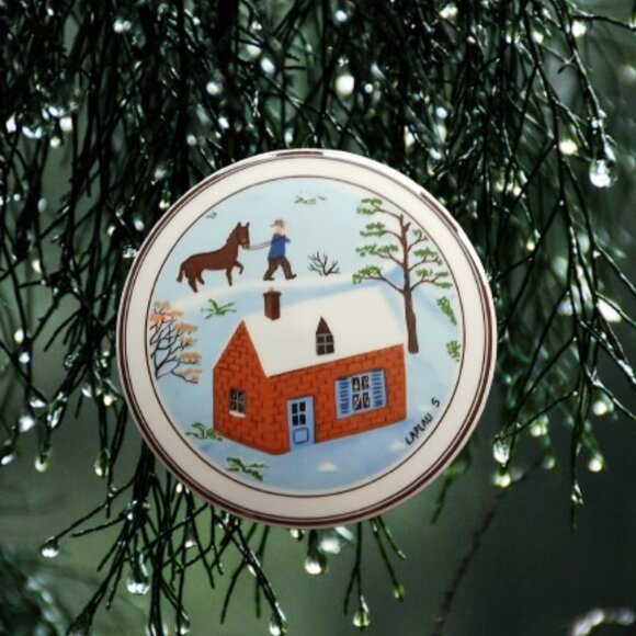 Villeroy Boch Design Naif Porcelain Lidded Trinket Box winter scene horse man - Picture 2 of 16
